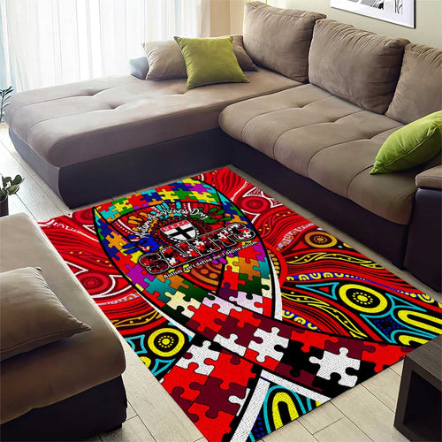 Autism Awareness Australia St Kilda Saints Area Rug Aboriginal Indigenous Art