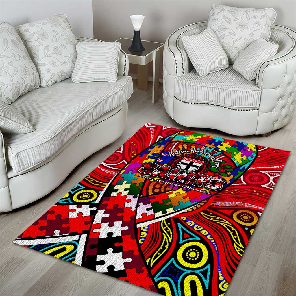 Autism Awareness Australia St Kilda Saints Area Rug Aboriginal Indigenous Art