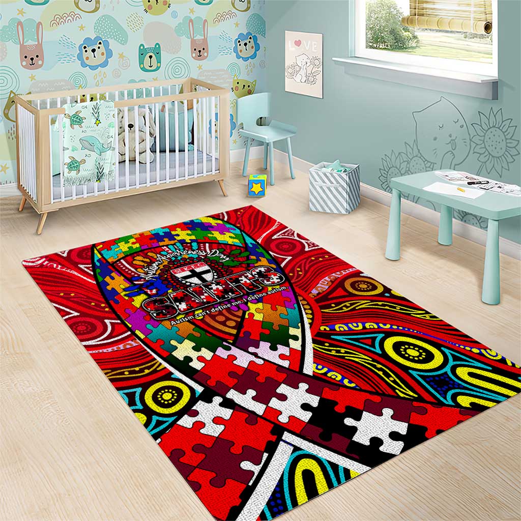 Autism Awareness Australia St Kilda Saints Area Rug Aboriginal Indigenous Art