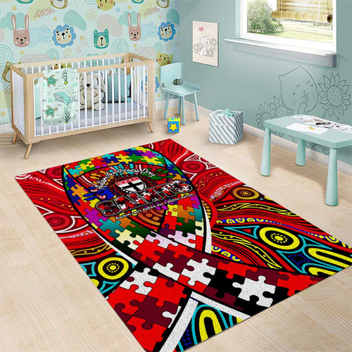 Autism Awareness Australia St Kilda Saints Area Rug Aboriginal Indigenous Art