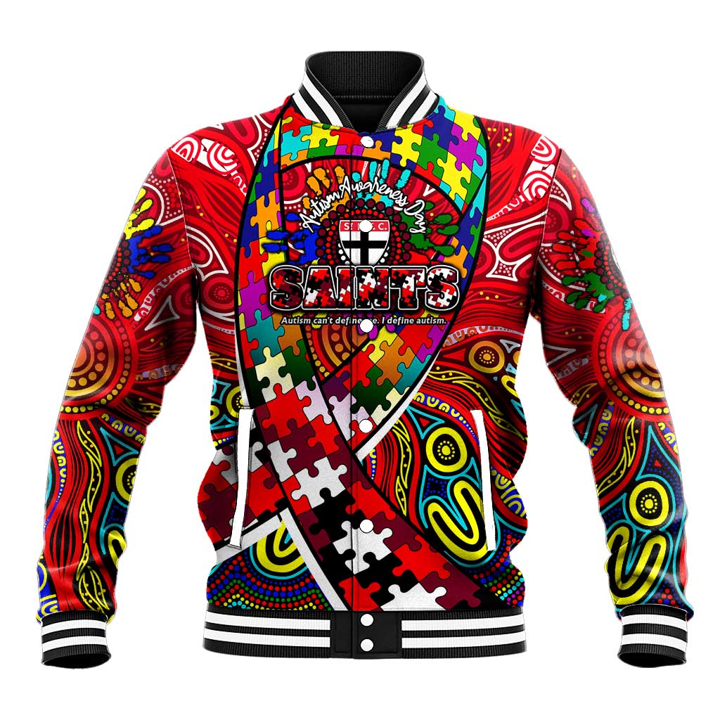 Autism Awareness Australia St Kilda Saints Baseball Jacket Aboriginal Indigenous Art