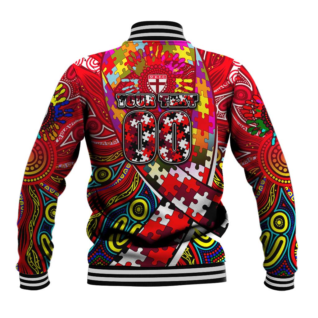 Autism Awareness Australia St Kilda Saints Baseball Jacket Aboriginal Indigenous Art