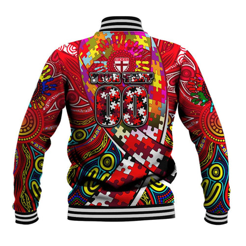 Autism Awareness Australia St Kilda Saints Baseball Jacket Aboriginal Indigenous Art