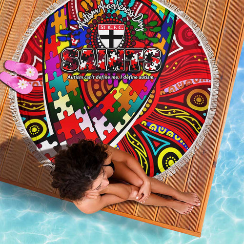 Autism Awareness Australia St Kilda Saints Beach Blanket Aboriginal Indigenous Art