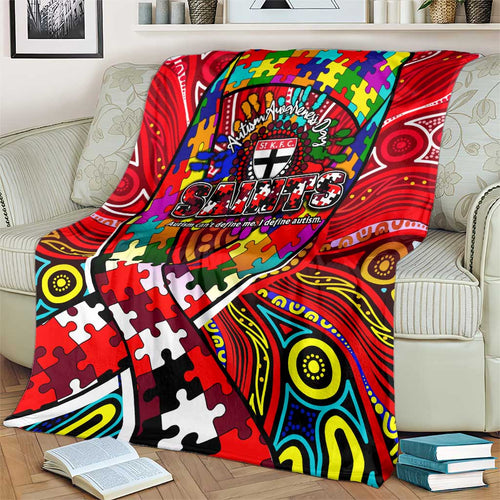 Autism Awareness Australia St Kilda Saints Blanket Aboriginal Indigenous Art
