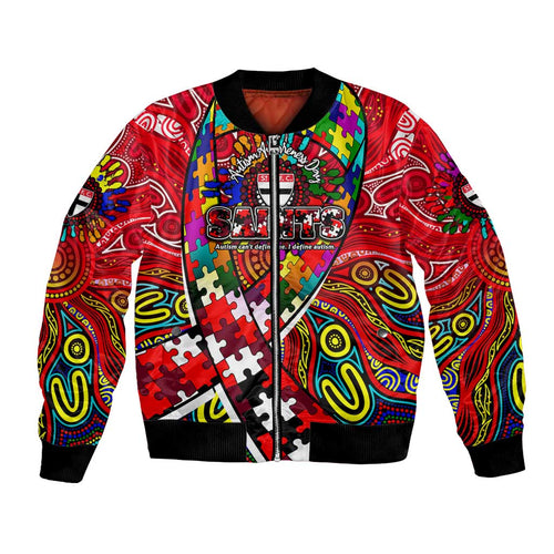 Autism Awareness Australia St Kilda Saints Bomber Jacket Aboriginal Indigenous Art