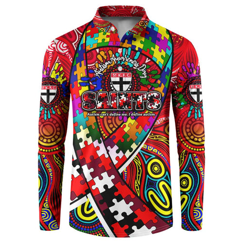 Autism Awareness Australia St Kilda Saints Button Sweatshirt Aboriginal Indigenous Art