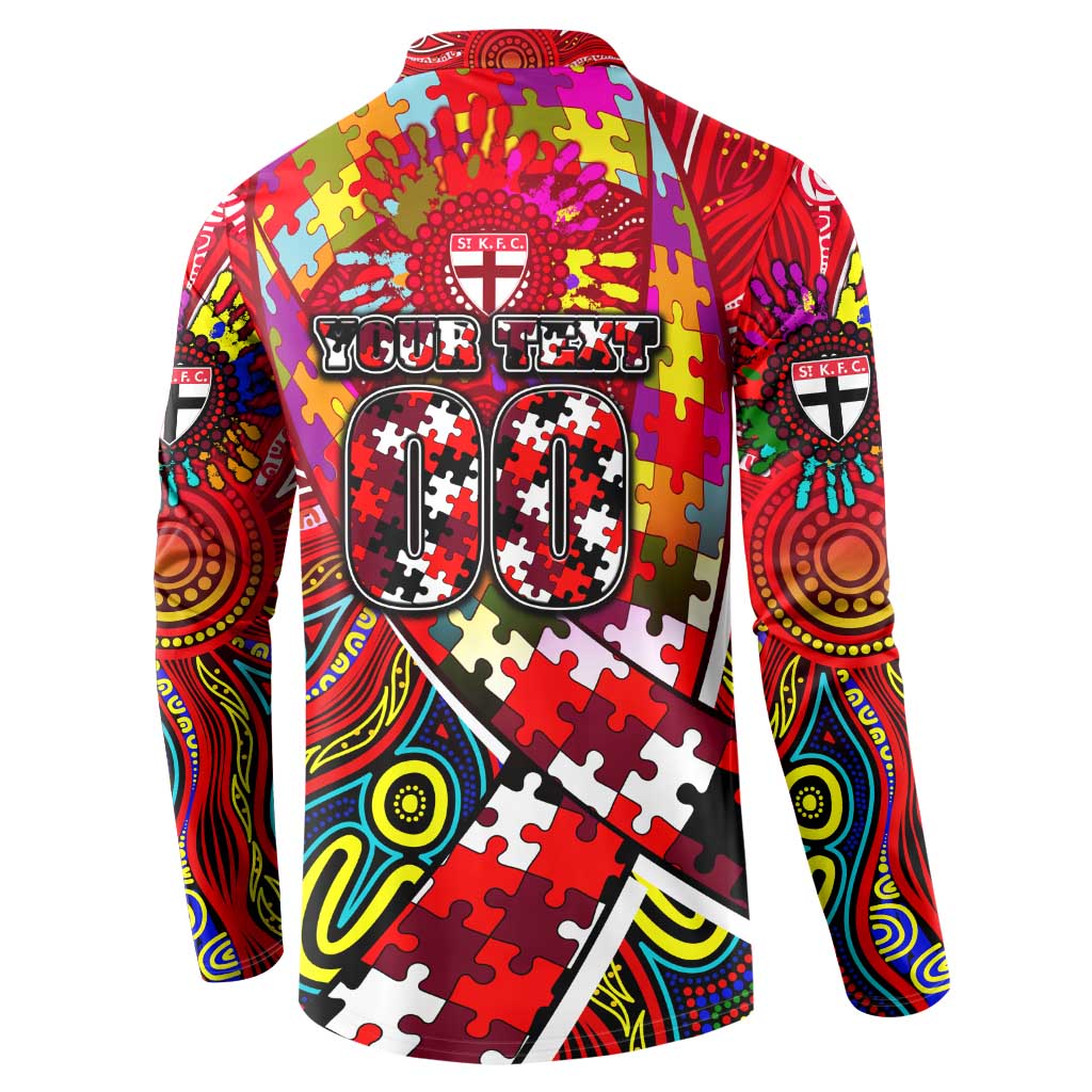 Autism Awareness Australia St Kilda Saints Button Sweatshirt Aboriginal Indigenous Art