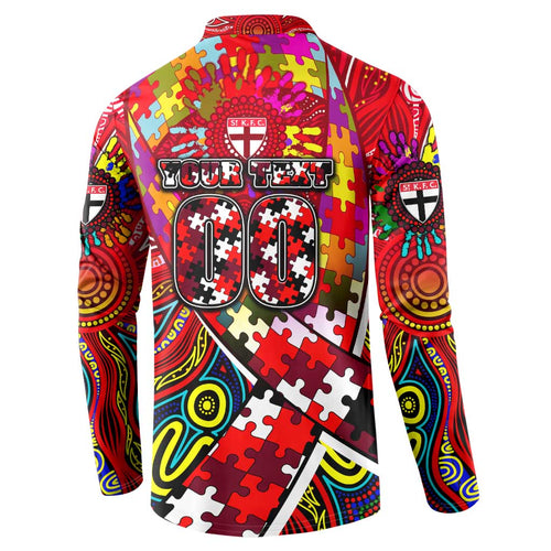 Autism Awareness Australia St Kilda Saints Button Sweatshirt Aboriginal Indigenous Art