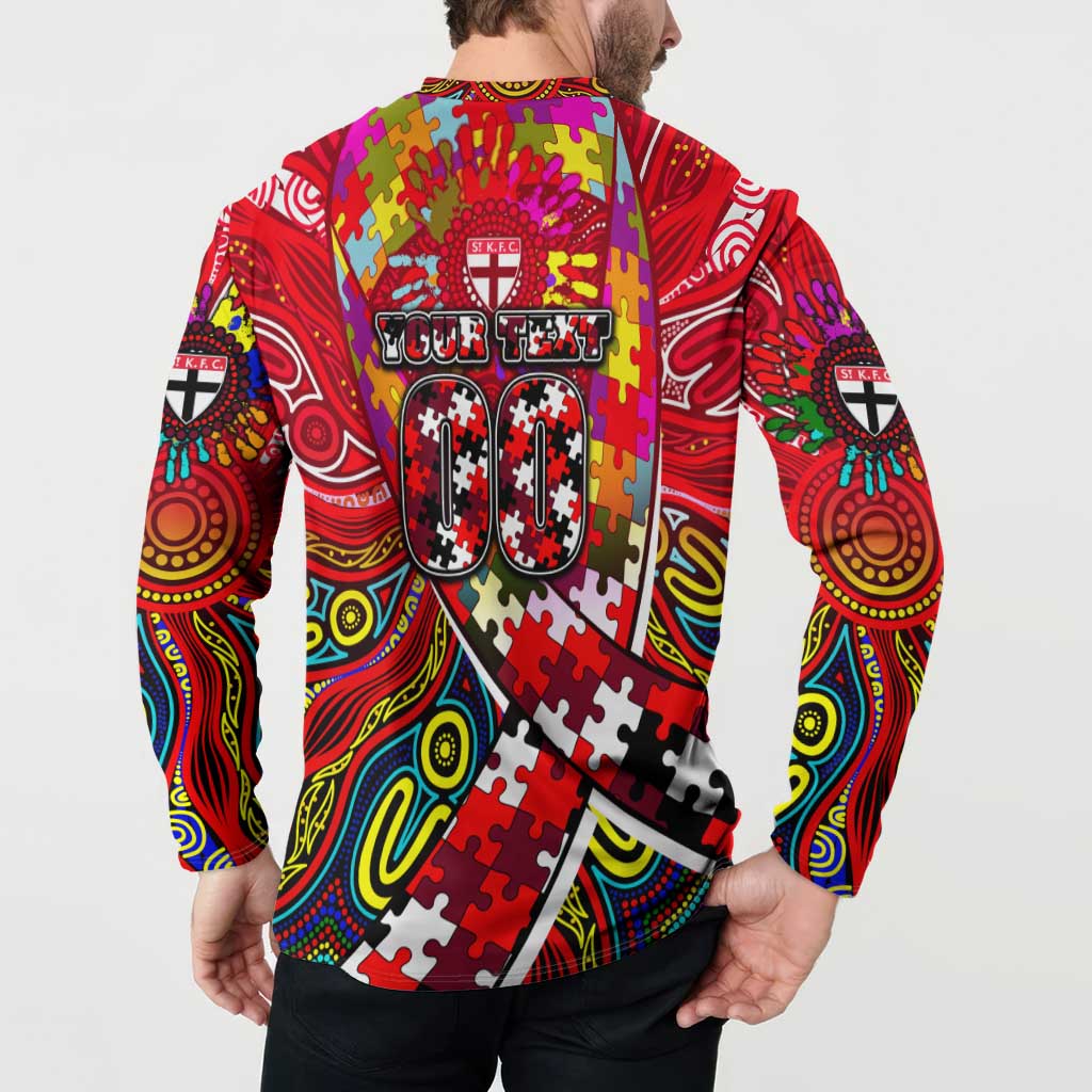 Autism Awareness Australia St Kilda Saints Button Sweatshirt Aboriginal Indigenous Art