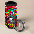 Autism Awareness Australia St Kilda Saints 4 in 1 Can Cooler Tumbler Aboriginal Indigenous Art