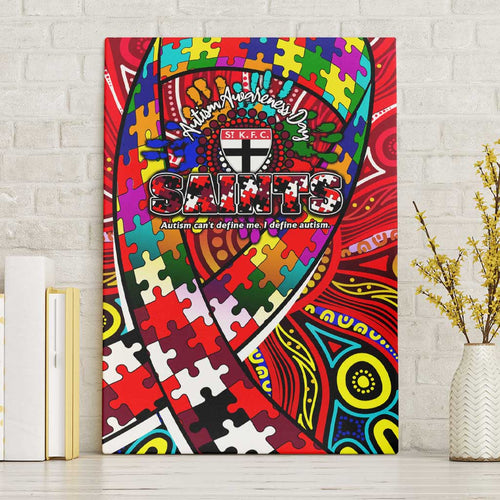 Autism Awareness Australia St Kilda Saints Canvas Wall Art Aboriginal Indigenous Art