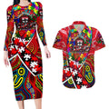 Autism Awareness Australia St Kilda Saints Couples Matching Long Sleeve Bodycon Dress and Hawaiian Shirt Aboriginal Indigenous Art