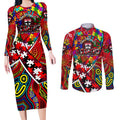 Autism Awareness Australia St Kilda Saints Couples Matching Long Sleeve Bodycon Dress and Long Sleeve Button Shirt Aboriginal Indigenous Art