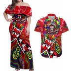 Autism Awareness Australia St Kilda Saints Couples Matching Off Shoulder Maxi Dress and Hawaiian Shirt Aboriginal Indigenous Art
