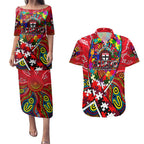 Autism Awareness Australia St Kilda Saints Couples Matching Puletasi and Hawaiian Shirt Aboriginal Indigenous Art