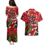 Autism Awareness Australia St Kilda Saints Couples Matching Puletasi and Hawaiian Shirt Aboriginal Indigenous Art