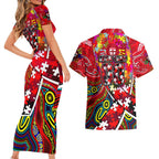 Autism Awareness Australia St Kilda Saints Couples Matching Short Sleeve Bodycon Dress and Hawaiian Shirt Aboriginal Indigenous Art