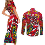 Autism Awareness Australia St Kilda Saints Couples Matching Short Sleeve Bodycon Dress and Long Sleeve Button Shirt Aboriginal Indigenous Art