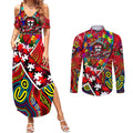 Autism Awareness Australia St Kilda Saints Couples Matching Summer Maxi Dress and Long Sleeve Button Shirt Aboriginal Indigenous Art