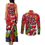 Autism Awareness Australia St Kilda Saints Couples Matching Tank Maxi Dress and Long Sleeve Button Shirt Aboriginal Indigenous Art