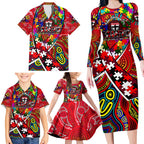 Autism Awareness Australia St Kilda Saints Family Matching Long Sleeve Bodycon Dress and Hawaiian Shirt Aboriginal Indigenous Art