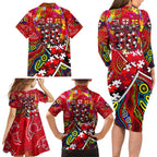 Autism Awareness Australia St Kilda Saints Family Matching Long Sleeve Bodycon Dress and Hawaiian Shirt Aboriginal Indigenous Art