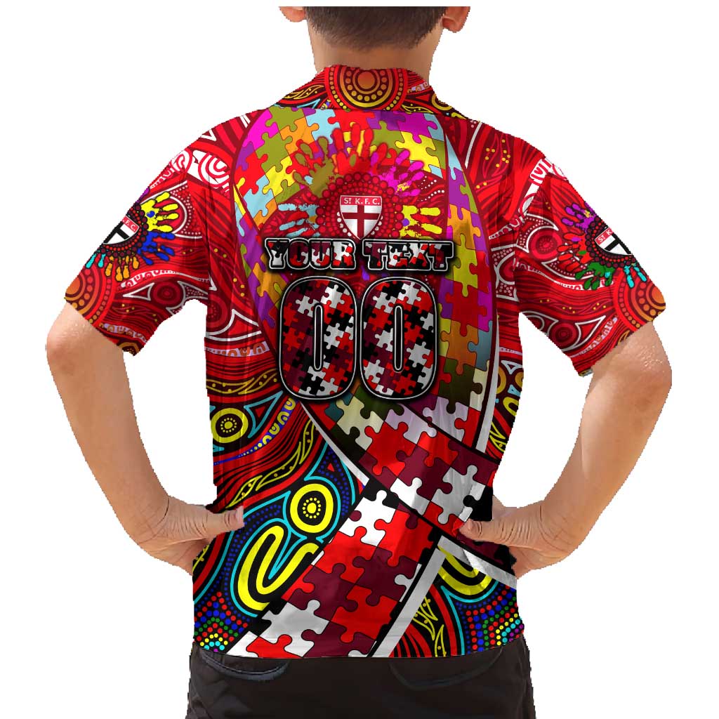 Autism Awareness Australia St Kilda Saints Family Matching Mermaid Dress and Hawaiian Shirt Aboriginal Indigenous Art