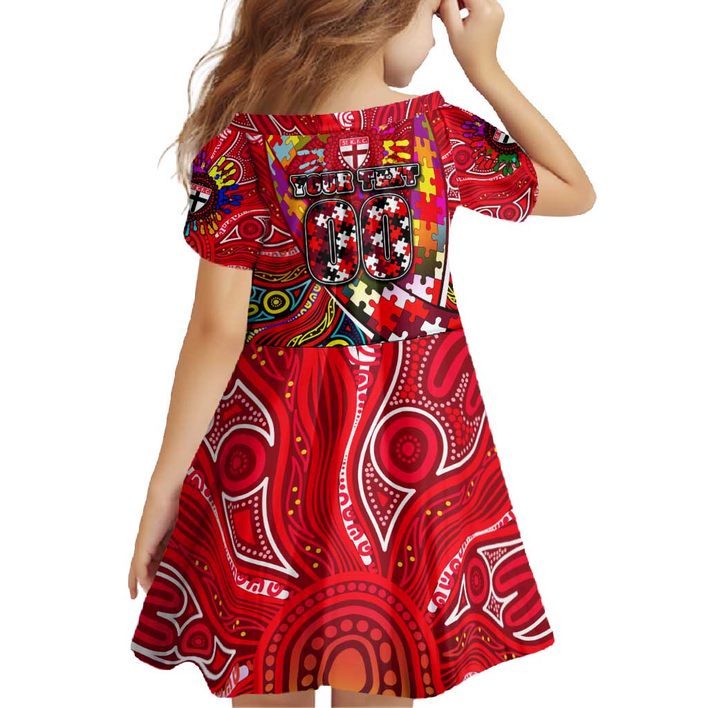 Autism Awareness Australia St Kilda Saints Family Matching Mermaid Dress and Hawaiian Shirt Aboriginal Indigenous Art