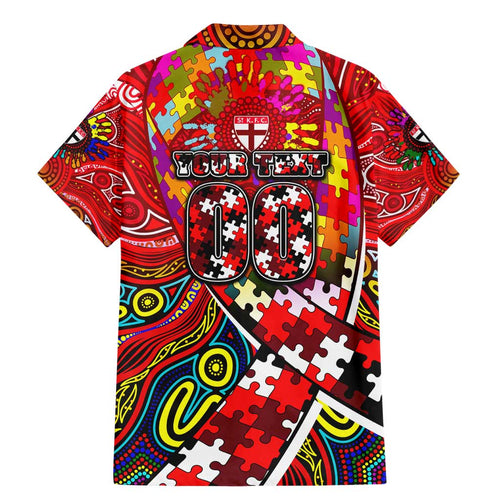 Autism Awareness Australia St Kilda Saints Family Matching Mermaid Dress and Hawaiian Shirt Aboriginal Indigenous Art
