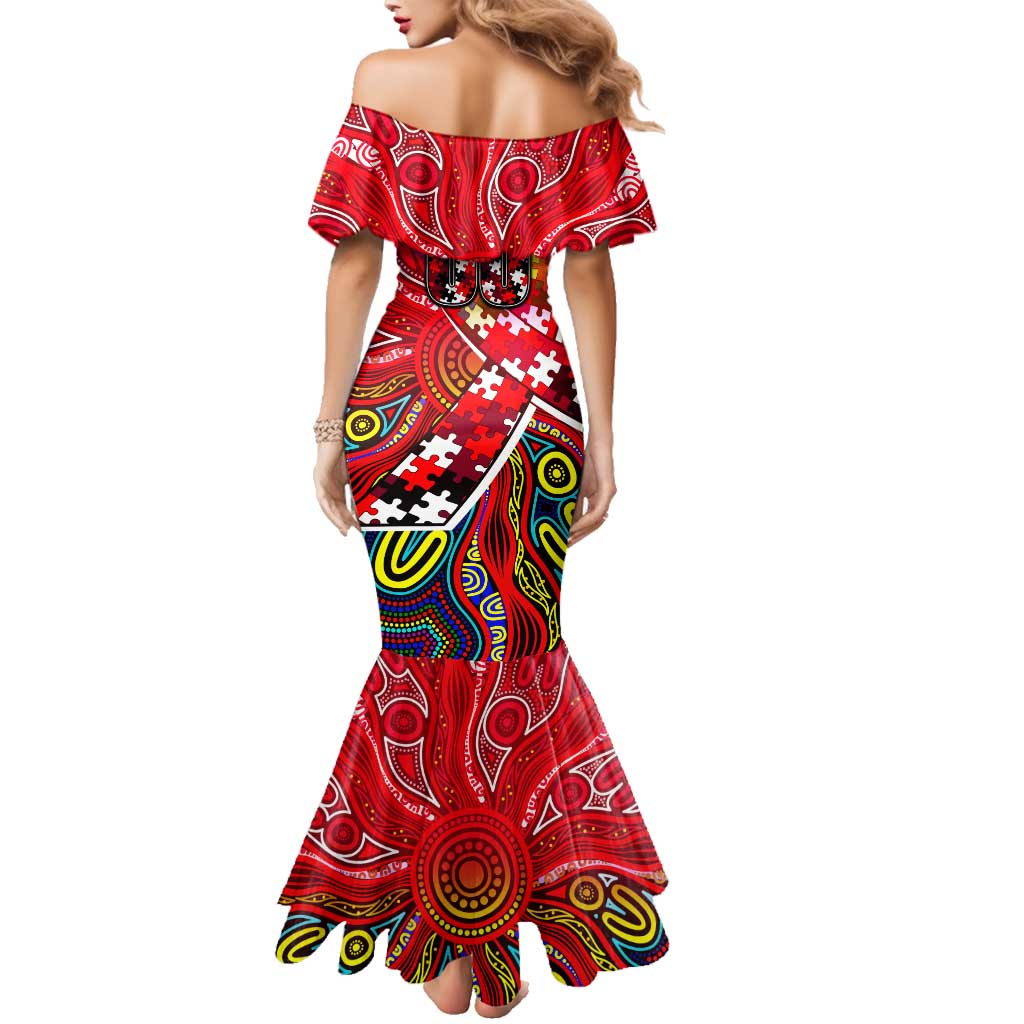 Autism Awareness Australia St Kilda Saints Family Matching Mermaid Dress and Hawaiian Shirt Aboriginal Indigenous Art