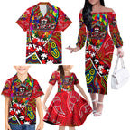 Autism Awareness Australia St Kilda Saints Family Matching Off The Shoulder Long Sleeve Dress and Hawaiian Shirt Aboriginal Indigenous Art