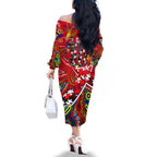 Autism Awareness Australia St Kilda Saints Family Matching Off The Shoulder Long Sleeve Dress and Hawaiian Shirt Aboriginal Indigenous Art
