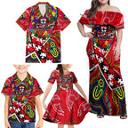 Autism Awareness Australia St Kilda Saints Family Matching Off Shoulder Maxi Dress and Hawaiian Shirt Aboriginal Indigenous Art
