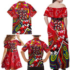 Autism Awareness Australia St Kilda Saints Family Matching Off Shoulder Maxi Dress and Hawaiian Shirt Aboriginal Indigenous Art