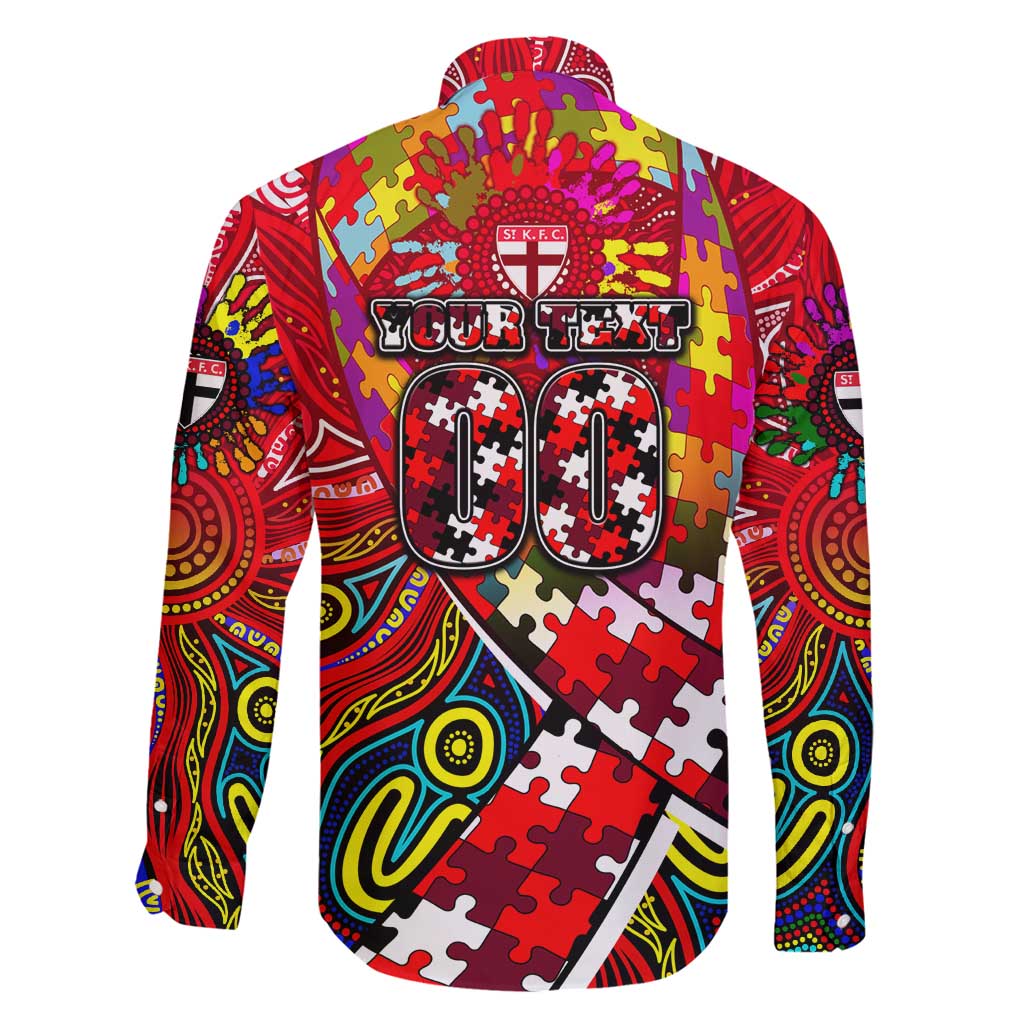 Autism Awareness Australia St Kilda Saints Family Matching Off Shoulder Maxi Dress and Hawaiian Shirt Aboriginal Indigenous Art