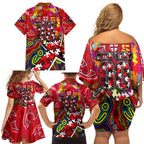 Autism Awareness Australia St Kilda Saints Family Matching Off Shoulder Short Dress and Hawaiian Shirt Aboriginal Indigenous Art