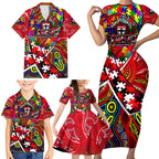 Autism Awareness Australia St Kilda Saints Family Matching Short Sleeve Bodycon Dress and Hawaiian Shirt Aboriginal Indigenous Art