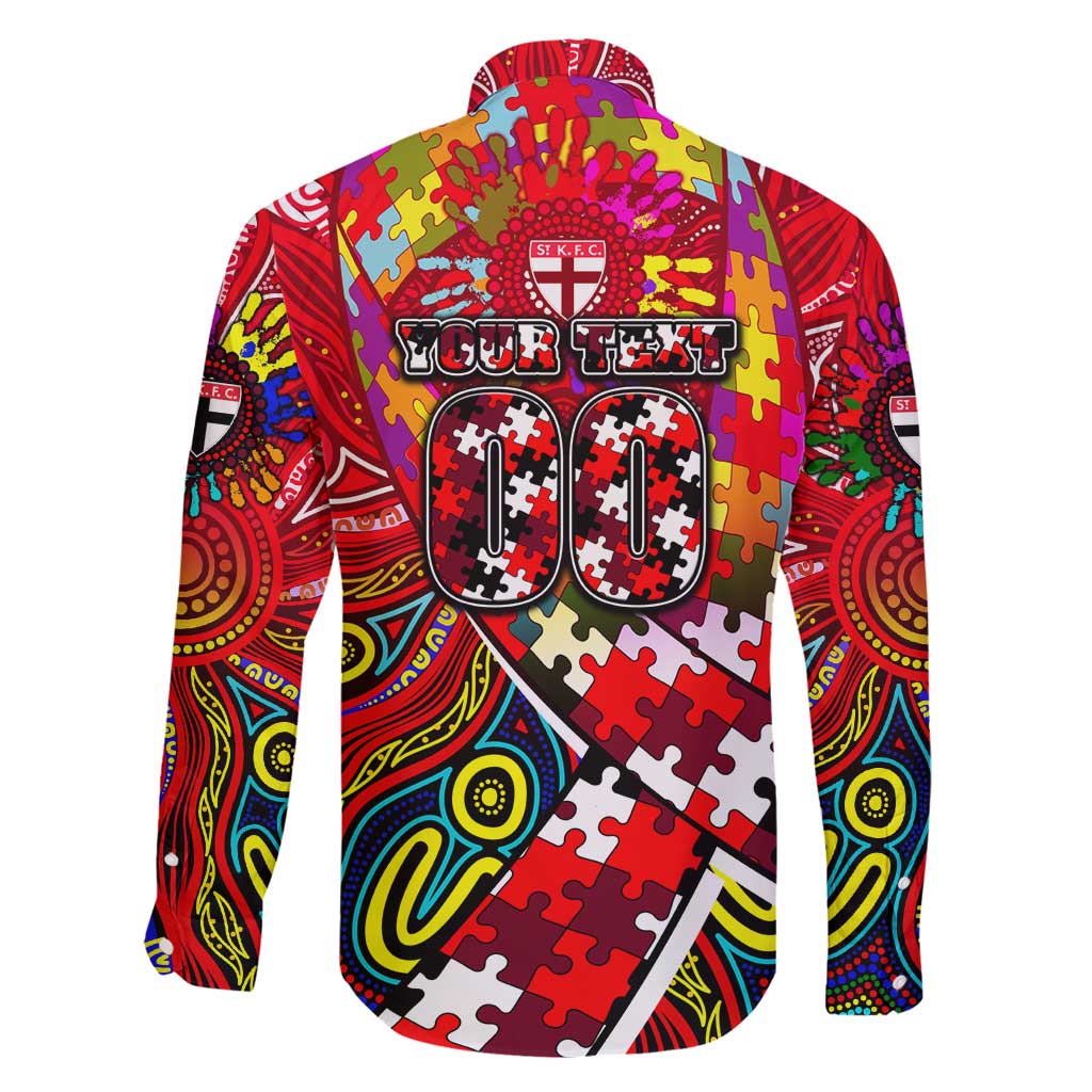 Autism Awareness Australia St Kilda Saints Family Matching Short Sleeve Bodycon Dress and Hawaiian Shirt Aboriginal Indigenous Art