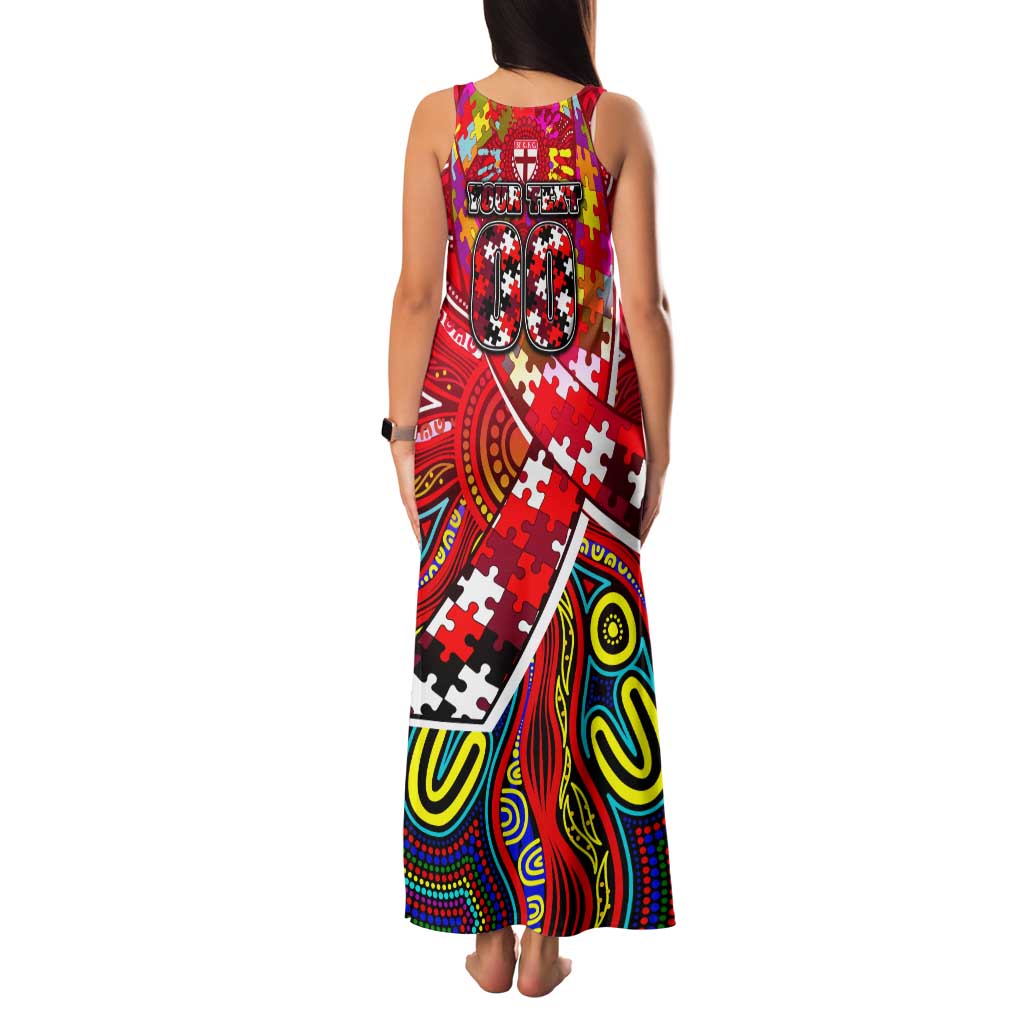 Autism Awareness Australia St Kilda Saints Family Matching Tank Maxi Dress and Hawaiian Shirt Aboriginal Indigenous Art