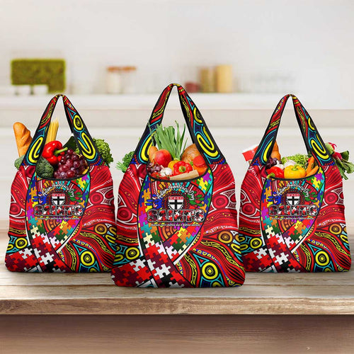 Autism Awareness Australia St Kilda Saints Grocery Bag Aboriginal Indigenous Art