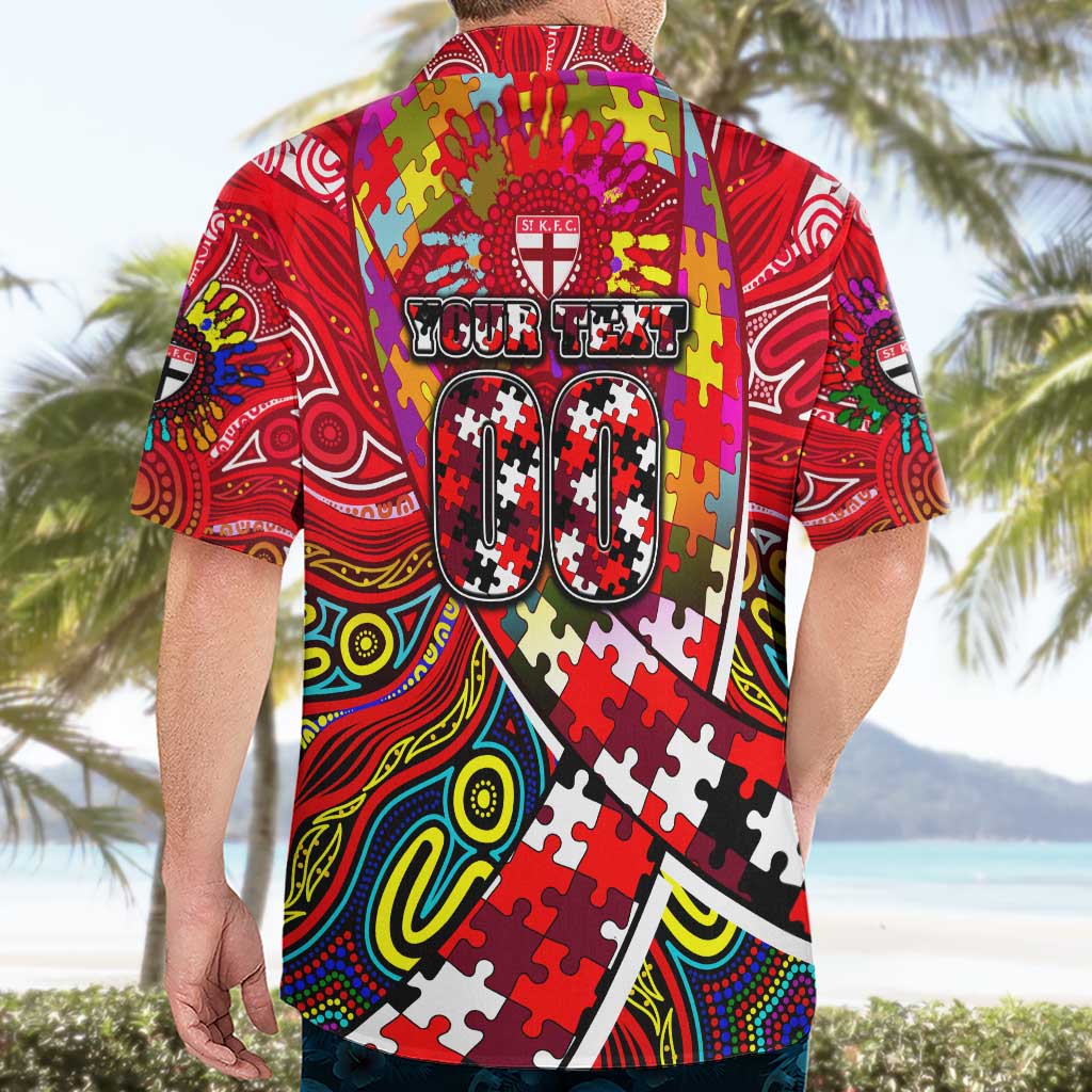 Autism Awareness Australia St Kilda Saints Hawaiian Shirt Aboriginal Indigenous Art