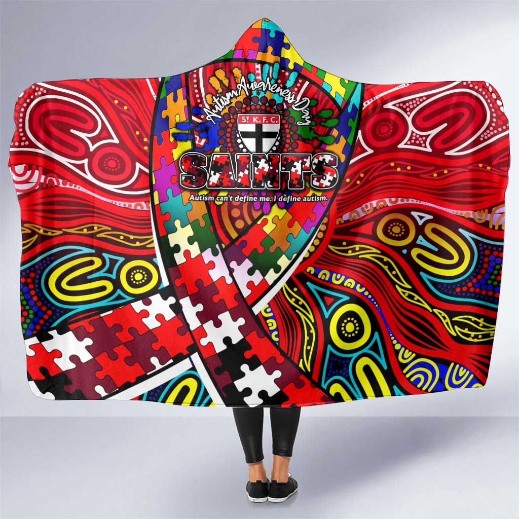 Autism Awareness Australia St Kilda Saints Hooded Blanket Aboriginal Indigenous Art
