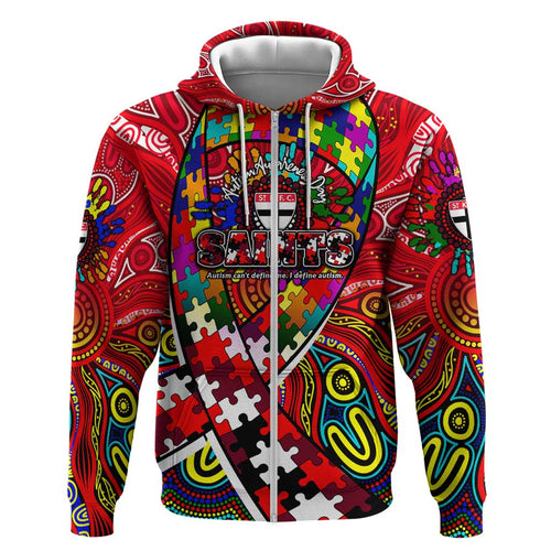 Autism Awareness Australia St Kilda Saints Hoodie Aboriginal Indigenous Art