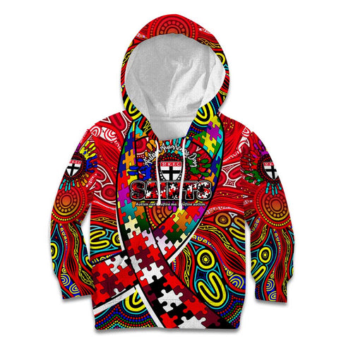 Autism Awareness Australia St Kilda Saints Kid Hoodie Aboriginal Indigenous Art