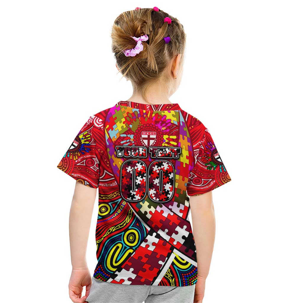 Autism Awareness Australia St Kilda Saints Kid T Shirt Aboriginal Indigenous Art