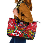 Autism Awareness Australia St Kilda Saints Leather Tote Bag Aboriginal Indigenous Art