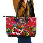 Autism Awareness Australia St Kilda Saints Leather Tote Bag Aboriginal Indigenous Art