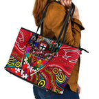 Autism Awareness Australia St Kilda Saints Leather Tote Bag Aboriginal Indigenous Art