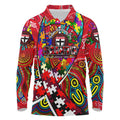 Autism Awareness Australia St Kilda Saints Long Sleeve Polo Shirt Aboriginal Indigenous Art